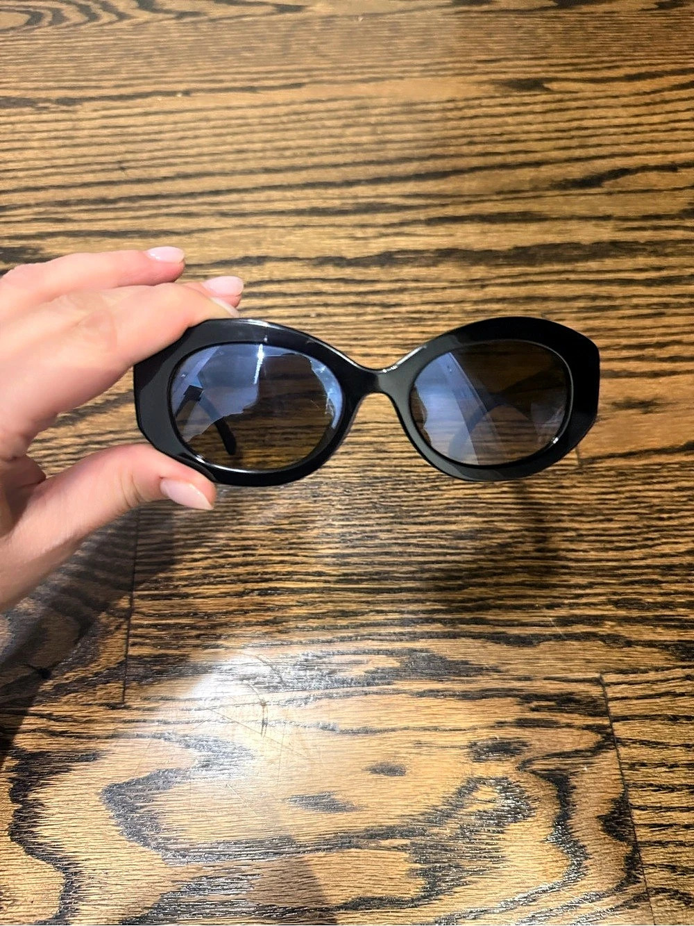 Chanel Oval Sunglasses Black Polarized Sunglasses Like New